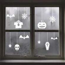 1pc Halloween Theme Glass Window Decorative Sticker, Reusable Static Cling Decal For Home Double Sliding Glass Doors, Bedroom Floor-To-Ceiling Windows, B&B Guest Rooms, Escape Rooms, Cocktail Bars, Supermarket Display Windows, Halloween Party, Halloween Decoration Gift - Halloween Window Decor Stickers - View 6