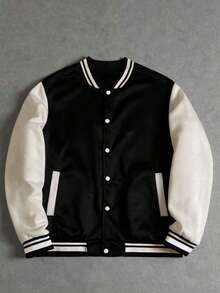 Men's Autumn/Winter Casual Fashion Sports Outdoor Baseball Jacket Minimalist Commute Daily Top - Black - View 5