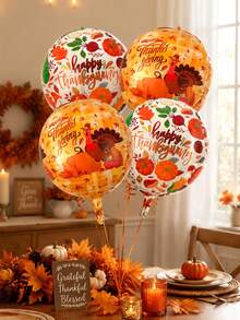 2/4pcs 22-Inch Thanksgiving 4D Foil Balloons, Including 22-Inch Thanksgiving Maple Leaf Pumpkin Balloons And Thanksgiving Turkey Balloons, Suitable For Thanksgiving Decoration, Harvest Festival, Pumpkin Theme Party, Halloween, Autumn Harvest Thanksgiving, Autumn Birthday, Dinner Party Decoration - Multicolor - View 7