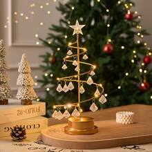 Christmas Tree Copper Wire Night Light, Holiday Gift, Warm White, Crystal Pendant, Fashionable Room Decor Ornament, Atmosphere Night Lamp - Multicolor - View 6