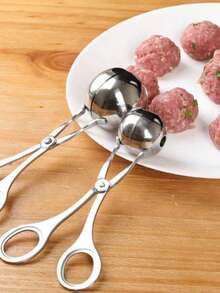 2pcs 304 Stainless Steel Rice-Meat Dumplings Clip, Meatball Maker, Household Kitchen Pinch Taiwanese Meatballs Fish Boil Ball Rice And Vegetable Roll Mold Home Appliances Accessories Gadgets Tools Christmas Stuff Cooking Christmas - 銀色 - 查看 9