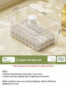 96-Cell Ice Cube Tray, One-Touch Ice Cube Release, Large Capacity Ice Storage Box, Suitable For Refrigerator And Freezer, Stackable Ice Cube Tray With Ice Scoop, Suitable For Cold Drinks, Juice, Soda, Coffee, Whiskey, Cocktail, Easy To Remove - Multicolor - View 17