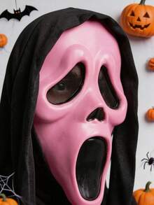1pc Pink Ghost Face Horror Scream Style Latex Cosplay Mask, Suitable For Stage Performance, Role Play, Halloween And Carnival, Great Holiday Gift For Family And Friends - Multicolor - View 5