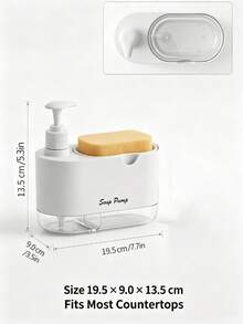 5/1pc Minimalist Plastic Soap Dispenser, Built-In Drip Tray And Sponge Holder, Press-Type Leak-Proof Liquid Storage, Multi-Functional Soap Dispenser Set, Bathroom Accessories And Bathroom Storage, Suitable For Kitchen Sink Cleaning And Home Bathroom Daily Use - Multicolor - View 5