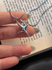 1pc Fashion Personalized Starburst Decor Women's Pendant Necklace, Suitable For Daily Wear - Silver - View 3