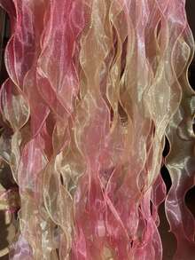 1 Roll 3/10 Yards Gradient Sheer Organza Ribbon With Gold Wired Edge, Perfect For Gift Wrapping, Flower Bouquets, Party Decor, Wedding Supplies & DIY, Christmas Gift Ribbon, Wrapping For Presents,Christmas Tree Decerations,Halloween Home Dec - Multicolor - View 16