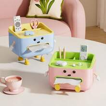 1pc Multi-Function Desk Organizer Box, Makeup Organizer Rack, Remote Control & Office Supply Storage Box, Desk Decor (With Sticker) - Multicolor - View 3