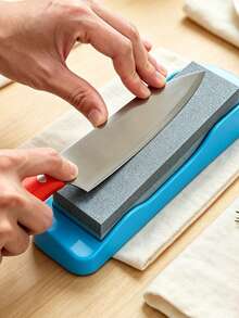 Vigour Summer 2pcs (Whetstone + Non-Slip Base) High Hardness Double-Sided Whetstone With Non-Slip Base, Multi-Functional Small Sandstone For Home Kitchen Knife Sharpening, Suitable For Housewives, Outdoor Camping Enthusiasts, Auto Repair Technicians, Craftsmen, Applicable To Home Kitchen, Outdoor Camping, Auto Repair, Craft Workshop, Industrial Processing, Quickly Sharpen And Repair Knives, Easy To Maintain And Wear-Resistant Sharpening Tool, Knife, Scissors, Plane Sharpening Device - A - View 4