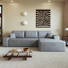 270cm Boneless Modular Corner Sofa With L-Shaped Chaise Longue, Modern Modular Sofa With Deep Seat, No Assembly Required, Compression Sofa For Living Room, Bedroom, Apartment - Grey - View 4