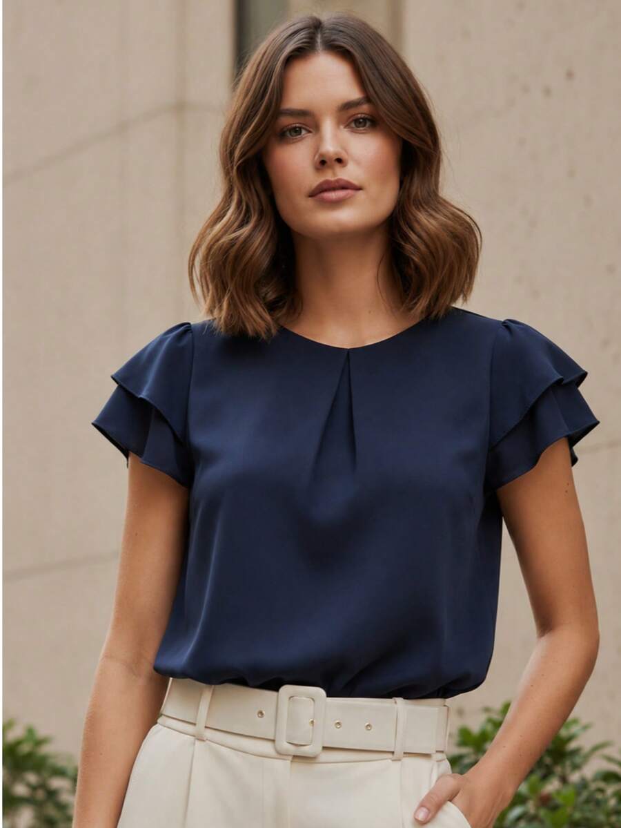 Elegant Women's Blouse - 藏蓝色 - 查看 1