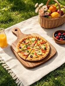 1pc Wood Pizza, Wooden Tray With Handle, Platter, Pizza Charcuterie Serving Platter, Home Essentials Practical Home Accessories, Multi‑Purpose Kitchen Decor Tray For Picnic Party, Essential Chopping Boards For Halloween And Christmas - View 6
