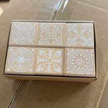 6 buah Stempel Karet Kayu Bermotif Bunga, Stempel Karet Kayu Bulat dan Persegi Bermotif Renda, Cocok untuk Scrapbooking, Undangan Buatan Tangan, Kartu Ucapan, Stempel Kerajinan DIY - MultiWarna - View 8