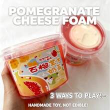 Orange & Pomegranate Milk Cap Cheese Thick Silicone Bubble Slime, Foaming Non-Sticky Colorful Clay Stress Relief Toy - Multicolor - View 1