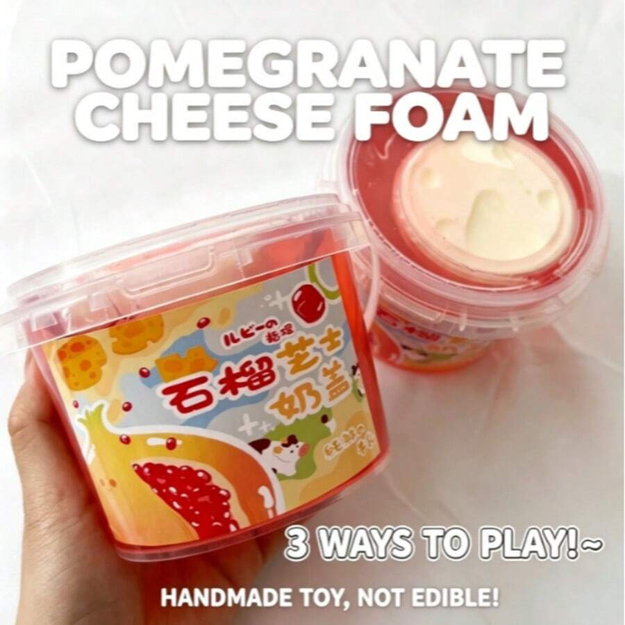 Orange & Pomegranate Milk Cap Cheese Thick Silicone Bubble Slime, Foaming Non-Sticky Colorful Clay Stress Relief Toy - Multicolor - View 1