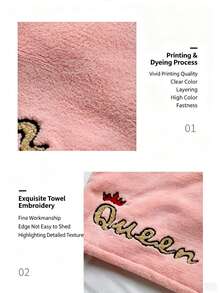 1-3pcs Queen Embroidered English Letter Hair Drying Cap, 1pc Unique Hair Drying Cap - Multicolor - View 3
