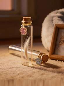 Pet Hair Memorial Bottle, Pet Hair Collection Jar, Transparent Glass Pet Memorial Bottle With Paw Print Pendant, Dog Hair And Cat Whisker Mini Memorial Can, Pet Owner Pet Loss Memorial Gift - Multicolor - View 4