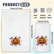 2pcs Kitchen Absorbent Towels, Made Of Polyester Material, Pumpkin, Spider Web, Bat Pattern Printed, Suitable For Kitchen, Bathroom, Ideal Choice For Housewives And Family Gatherings, High Cost-Effective Home Supplies, Autumn Decoration And Room Decor - Multicolor - View 3
