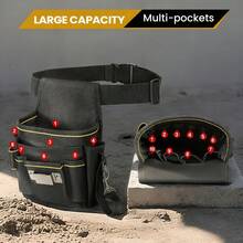 مجموعة حزام الأدوات مع مشبك الخصر، حقيبة أدوات متعددة الجيوب، مجموعة تخزين وتنظيم عمل الكهربائي والنجار والحدائق للرجال - A - مشاهدة 8