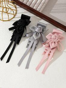 1pc Elegant Style Satin Ribbon Rhinestone Palace Badge Women Brooch, Luxury Jewelry Brooch Suitable For Daily Wear, Wedding/Party Gift - classic - View 11