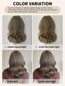 NAMM Short Curly Brown Wig With Bangs Shoulder-Length Body Wave Wig, Natural-Looking Synthetic Heat-Resistant Fiber Wig For Women Daily Party Use 14 Inch ( Chestnut Brown, Dark Brown, Blonde ) - Multicolor - View 5