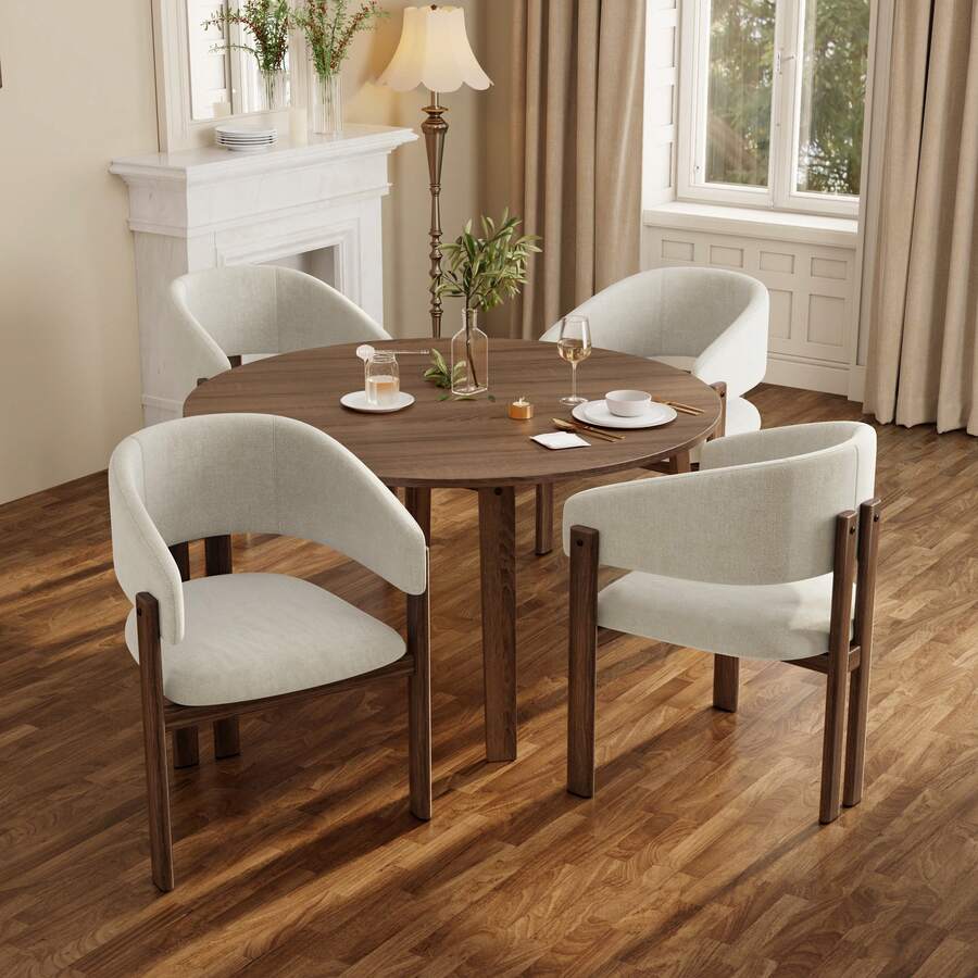 Brown Dining Chair - Metal Frame, Walnut Color - Walnut - View 1