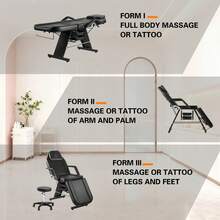LUXMARS 面部护理椅、纹身椅按摩床，带液压凳，适用于专业按摩面部美睫美容水疗，按摩床、沙龙设备、美容床、沙龙家具、美睫桌 - 黑色 - 查看 7