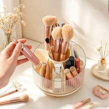 Tempat Kuas Makeup Berputar 360° dengan Penutup Debu, Kotak Penyimpanan Kosmetik Meja Multi-Kompartemen yang Dapat Dilepas, Tempat Pena Multifungsi Tahan Debu dan Lembap, Tempat Lipstik, Pensil Alis, Tempat Penyimpanan Perlengkapan Rias - MultiWarna - View 9