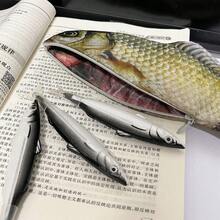 3pcs Fish-Shaped Pens + 1pc Creative Realistic Carp Pen Pouch, Student Personalized Funny Salted Fish Pen Bag, Sea Fish Stationery Box, Desktop Stationery Storage Bag, Back To School Backpack Accessory - Fish - View 8