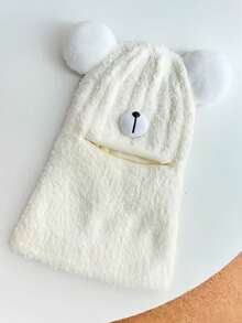 Children's Cute Bear Hat Scarf Set, Winter Autumn Fleece Warm Ear Protection Beanie For Baby Boys And Girls - Teddy Bear Nose Plush - View 13