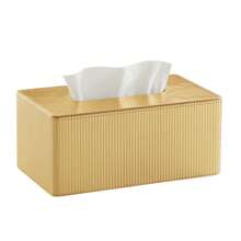 Gold Striped PU Leather Tissue Box Cover, Available In Rectangular And Square Styles, Suitable For Car, Living Room, Bedroom And Bathroom - Gold - View 8
