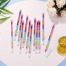6pcs Colored Pencils, Party Gifts, Multi-Color Doodle Tools, School Office Birthday Party Pencils, 11 Colors Per Pencil - Sets - View 3