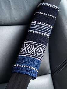 1pc Geometric Pattern Car Seat Belt Cover,Car Accessories - Multicolor - View 6