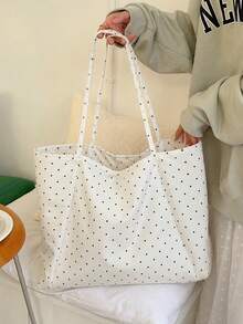 New Women's Polka Dot Large Capacity Shoulder Bag, Tote Bag, Oversized Casual Shoulder Travel Bag, Versatile Daily Jacquard Shoulder Bag, Women's Shoulder Bag, Korean Minimalist Style Large Capacity Polka Dot Underarm Bag - Lightweight And Fashionable, Suitable For Commuting, Shopping And Daily Wear (Niche Design), College Essential, Travel Essential, Back To School, Travel Organizer - Multicolor - View 1