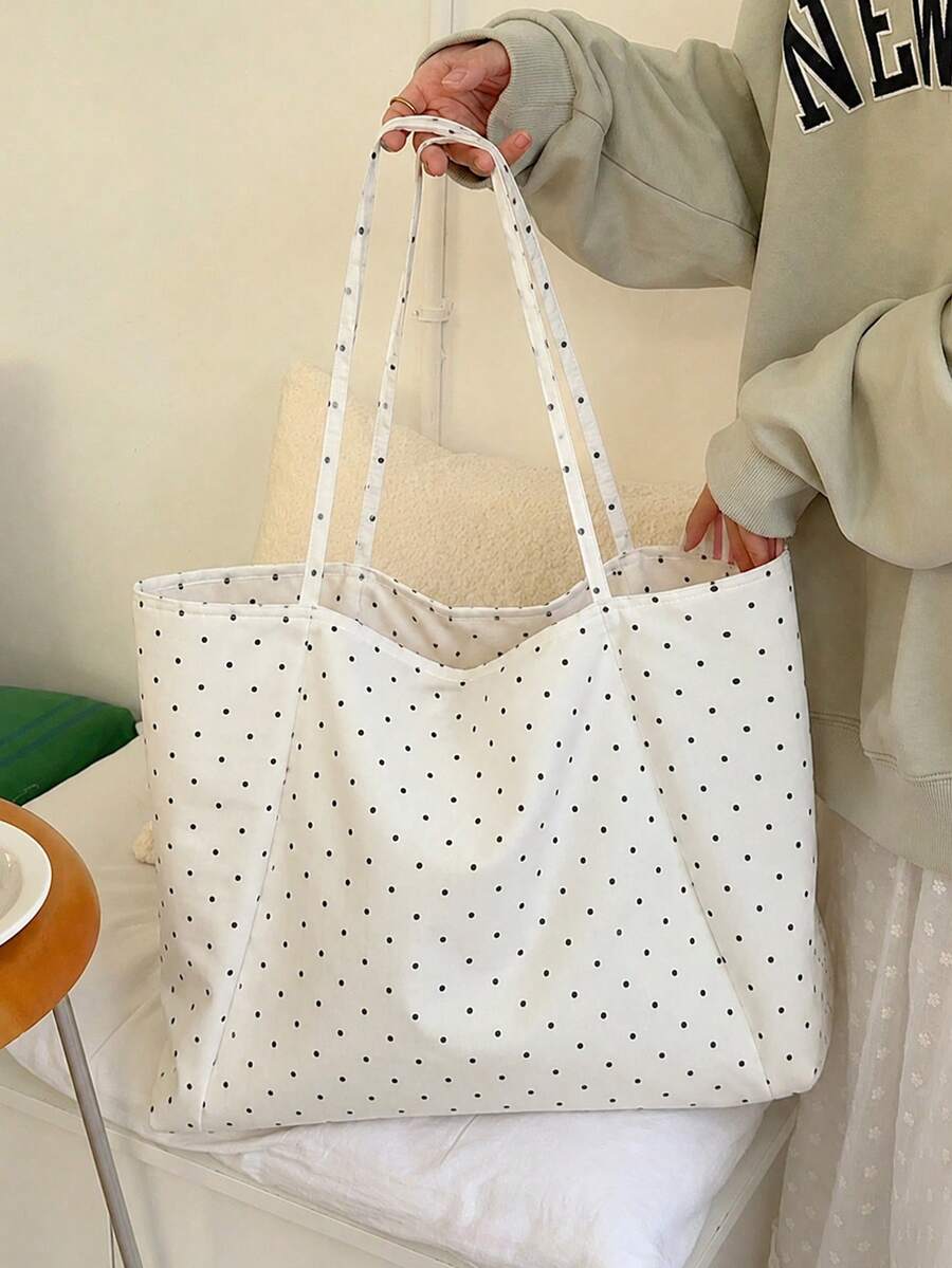 New Women's Polka Dot Large Capacity Shoulder Bag, Tote Bag, Oversized Casual Shoulder Travel Bag, Versatile Daily Jacquard Shoulder Bag, Women's Shoulder Bag, Korean Minimalist Style Large Capacity Polka Dot Underarm Bag - Lightweight And Fashionable, Suitable For Commuting, Shopping And Daily Wear (Niche Design), College Essential, Travel Essential, Back To School, Travel Organizer - Multicolor - View 1