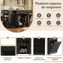 Black Rolling Sideboard With Shelves - Ideal For Kitchen Or Living Room - 黑色 - 查看 11