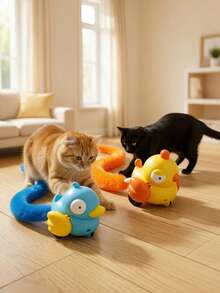 1pc Mobile Bird Shaped Cat Teasing Toy Long Furry Tail Clockwork Interactive Cat Toy Stimulate Hunting Instinct, Self-Entertainment Boredom Relief Pet Toy For Kittens & Adult Cats No Batteries Required - View 5