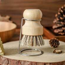 1/2pcs Kitchen Brush Set, Made Of Natural Bristles With Drainage Function - Crafted From Wood And Coconut Fiber, Suitable For Cleaning Tableware And Cookware, Rustic Design - Multicolor - View 7