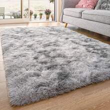 1pc, Tie Dye Pink/Camel/Light Gray Plush Rug Fluffy Area Rug, High Quality Cute Comfortable Warm Plush Area Rug, Interior Decorative Rug, Long Path Rug For Dining Room, Kitchen, Hallway, Bedside, Bedroom And Living Room - Light Grey - View 13