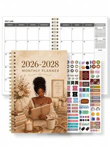Trees 2026–2028 24-Month Planner, 1/2 Year Weekly And Monthly Calendar With Monthly Overview And Notes, Suitable For Improving Efficiency, Appointment Management And Goal Setting, Back To School Supplies, Office Desk Accessories - Multicolor - View 12