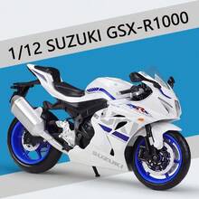 Burago 1:12 Scale Suzuki GSX-R1000 White/Black/Blue Die-Cast Motorcycle Model – Creative Desktop Ornament With Display Stand (Gift) - Multicolor - View 3