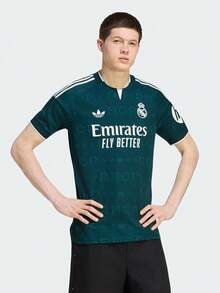 Adidas Men's REAL A JSY Short Sleeve Knit Collarless T-Shirt TJZ7205 - Dark Green - View 1
