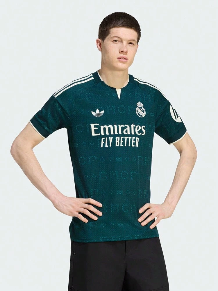 Adidas Men's REAL A JSY Short Sleeve Knit Collarless T-Shirt TJZ7205 - Dark Green - View 1