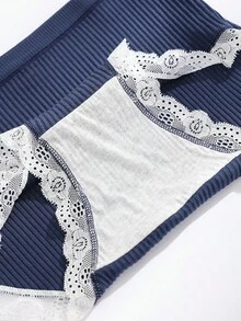 5pcs/Pack Women High Waist Panties, Comfortable Lifting Tight Shorts, Breathable Lace Solid Color Briefs - Multicolor - View 4