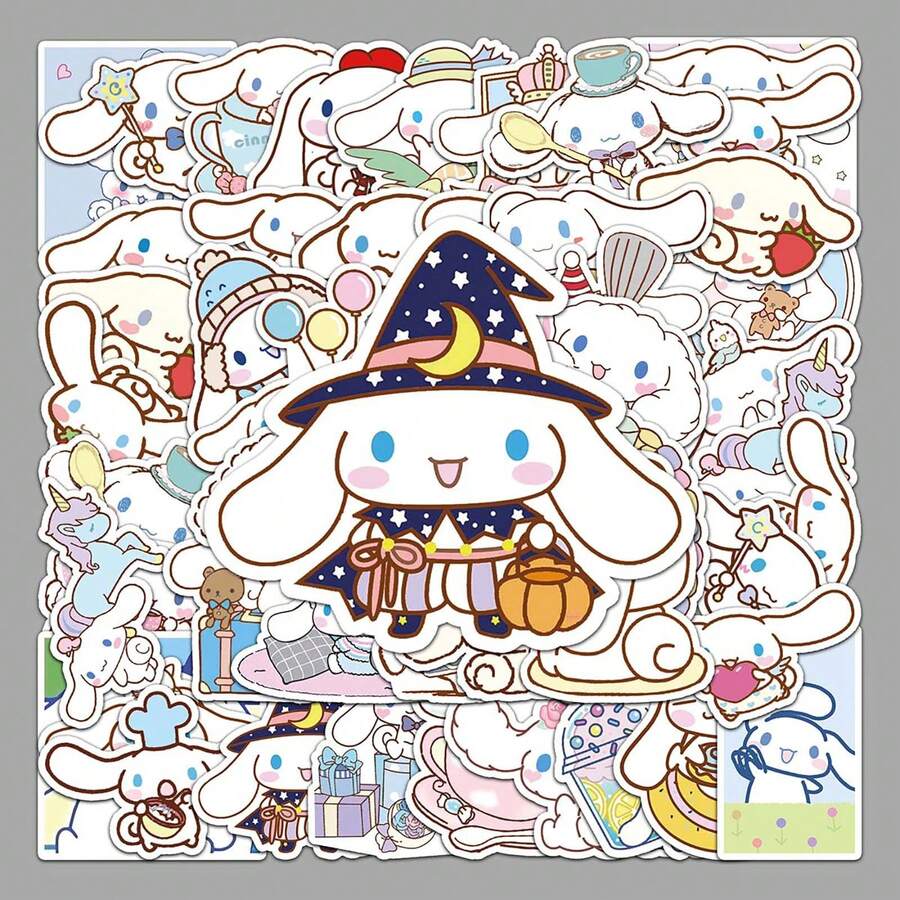 50pcs Sanrio Hello Kitty & Cinnamoroll Waterproof PVC Stickers, Cute Cartoon Graffiti Decorative DIY Stickers For Phone, Water Bottle, Scrapbook, Planner, Luggage - Multicolor - View 1