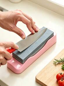 Vigour Summer 2pcs (Whetstone + Non-Slip Base) High Hardness Double-Sided Whetstone With Non-Slip Base, Multi-Functional Small Sandstone For Home Kitchen Knife Sharpening, Suitable For Housewives, Outdoor Camping Enthusiasts, Auto Repair Technicians, Craftsmen, Applicable To Home Kitchen, Outdoor Camping, Auto Repair, Craft Workshop, Industrial Processing, Quickly Sharpen And Repair Knives, Easy To Maintain And Wear-Resistant Sharpening Tool, Knife, Scissors, Plane Sharpening Device - A - View 6