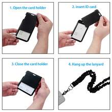 1 Set de Kit de Cordones Retráctiles para Insignias con 2 Portatarjetas (Horizontal & Vertical), 2 Llaveros, Sujetador de Teléfono & Cordón para Teléfono Móvil - Cordón Elástico Arrugado para Identificación/Insignia de Trabajo, Tarjeta de Acceso, Viajes - traje negro - Ver 4