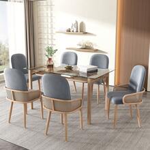 Dining Chair Set Velvet Grey - 6 Piece Set - 灰色 - 查看 1