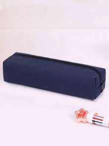 Solid Color Round/Rectangular Oxford Cloth Pencil Case, Minimalist Zipper Stationery Bag, Large Capacity Pencil Box, Portable Storage Tube, Durable Storage Bag - Multicolor - View 8