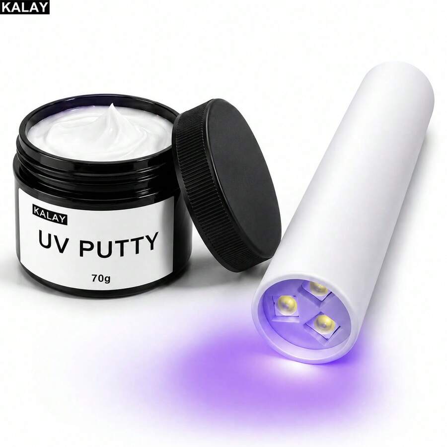 KALAY UV Putty For Modeling With UV Light Included,Waterproof 70g Fast Curing Plastic Putty Repair Kit, Sandable UV Clay For Model Repair, Miniatures, Resin 3D Prints And DIY Crafts