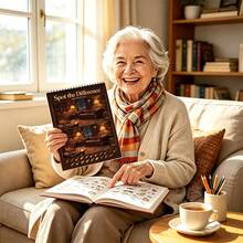 Hard-Level Find The Difference Activity Book A4 Size Top Spiral Binding Single-Sided Printing 21 Sheets Thick Paper Extreme Visual Search Cognitive Training Stress Relief Mindfulness Relaxation Suitable For Adults Elderly Puzzle Lovers Birthday Gift - A4 - View 6